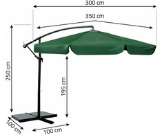 Sulankstomas sodo skėtis, 8 segmentų, 350 cm, su uždanga, „Plonos PL-881“
