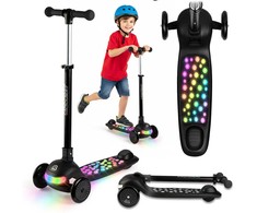 Triratis vaikiškas balansinis paspirtukas su LED apšvietimu Ricokids Glowi - juodas