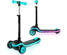 Triratis balansinis paspirtukas vaikams LED Ricokids Leddi - juodas ir turkio spalvos