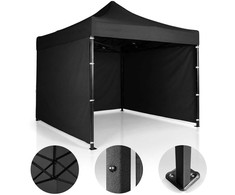 Sodo paviljonas su 3 sienomis, 3 x 3 m, juodas, Plonos