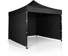 Sodo paviljonas su 3 sienomis, 3 x 3 m, juodas, Plonos