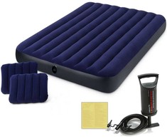 Pripučiamas čiužinys 203x152x22 cm su stūmokliniu pompa INTEX 68765
