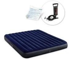 Pripučiamas čiužinys 203x183x25 cm su stūmokliniu pompa INTEX 64755