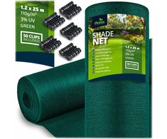 Plonos Tinklelis nuo šešėlių 1,2 x 25 m, 110 g/m² + 50 spaustukų, žalias