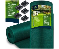 Plonos Tinklelis nuo šešėlių 1,2 x 25 m, 140 g/m² + 50 spaustukų, žalias