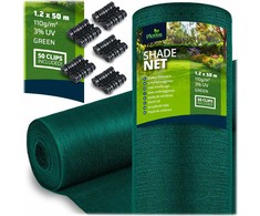 Plonos Tinklelis nuo šešėlių 1,2 x 50 m, 110 g/m² + 50 spaustukų, žalias