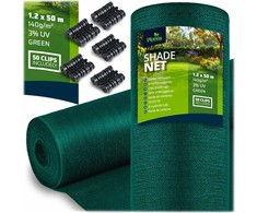 Plonos Tinklelis nuo šešėlių 1,2 x 50 m, 140 g/m² + 50 spaustukų, žalias