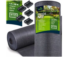 Plonos Tinklelis nuo šešėlių 1,2 x 50 m, 140 g/m² + 50 spaustukų, pilkas