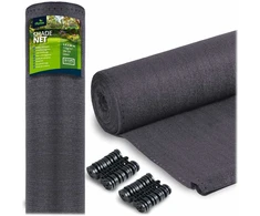 Tinklelis nuo šešėlių 1,5 x 25 m, 110 g/m² + 50 spaustukų, pilkas