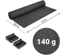 Plonos Tinklelis nuo šešėlių 1,5 x 25 m, 140 g/m² + 50 spaustukų, pilkas