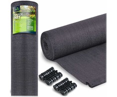 Plonos Tinklelis nuo šešėlių 1,5 x 25 m, 140 g/m² + 50 spaustukų, pilkas