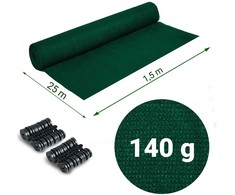 Plonos Tinklelis nuo šešėlių 1,5 x 25 m, 140 g/m², žalias + 50 spaustukų