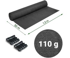 Plonos Tinklelis nuo šešėlių 1,5 x 50 m, 110 g/m² + 50 spaustukų, pilkas