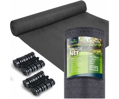Plonos Tinklelis nuo šešėlių 1,5 x 50 m, 110 g/m² + 50 spaustukų, pilkas