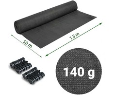 Plonos Tinklelis nuo šešėlių 1,5 x 50 m, 140 g/m² + 50 spaustukų, pilkas