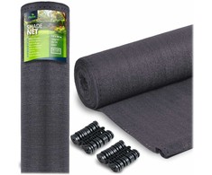 Plonos Tinklelis nuo šešėlių 1,5 x 50 m, 140 g/m² + 50 spaustukų, pilkas