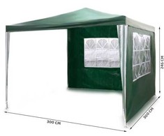 Sodo paviljonas + 2 sienos 3 x 3 m žalios spalvos Plonos