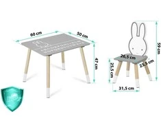 Staliukas su dviem kėdutėmis vaikams, Ricokids RC-847 Bunny