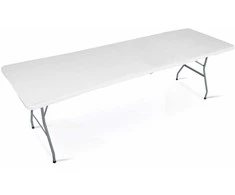 Sulankstomas sodo maitinimo stalas, 244 cm, baltas, Plonos