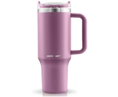 Berdsen rožinis vakuuminis termosas-puodelis su šiaudelių rinkiniu 1180 ml