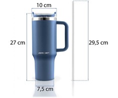 Berdsen mėlynas vakuuminis termosas-puodelis su šiaudeliu 1180 ml