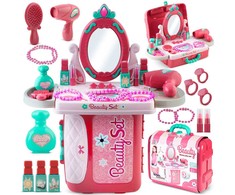 Tualetinis staliukas-lagaminas mergaitėms su veidrodžiu Ricokids 773300