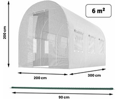 Šiltnamis 2 x 3 m (6 m2) baltas Plonos