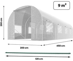 Šiltnamis 2 x 4,5 m (9 m2) baltas Plonos