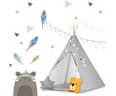 Ricokids Vaikiška tipi palapinė su girlianda ir lemputėmis - pilka