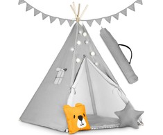 Ricokids Vaikiška tipi palapinė su girlianda ir lemputėmis - pilka
