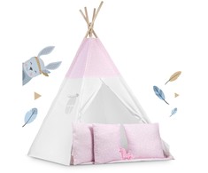 Ricokids Vaikiška tipi palapinė su lemputėmis - rožinė su taškeliais