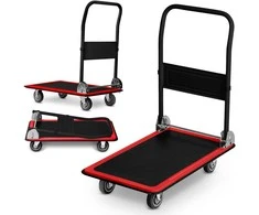 HM-505 juodos ir raudonos spalvos platforminis transportavimo vežimėlis