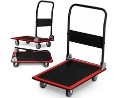 HM-506 juodos ir raudonos spalvos platforminis transportavimo vežimėlis