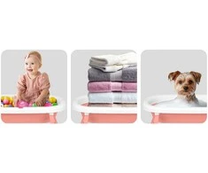 Sulankstoma vonelė vaikams, kūdikiams su termometru ir įdėklu Ricokids RK-287 balta ir rožinė