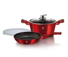 KOMPLET GARNKÓW 3-ele 24cm BERLINGER HAUS METALLIC BURGUNDY LINE BH-6779