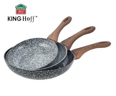 King Hoff Rinkinys 3 keptuvių rinkinys, aliuminio pilko marmuro, skersmuo 20/24/28 cm, „Kinghoff Z“