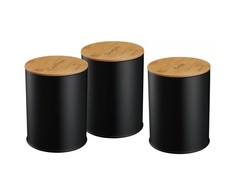 Pojemniki, stal-bambus, juoda, komplektas 3 sztuki klausberg