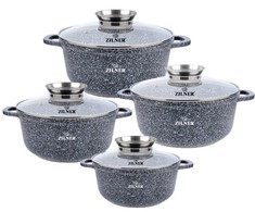4 MARMURINIŲ PUODŲ RINKINYS 16 20 22 26CM ZILNER ZL-8532