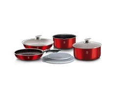 9 DALIES PUODŲ RINKINYS. CLICK &amp; COOK BERLINGER HAUS METALLIC LINE BURGUNDY BH-6145