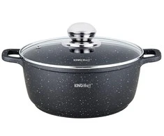 King Hoff Puodas Puodas su marmurine danga, 16 cm skersmens, 1,3 l, juodas, „Kinghoff“
