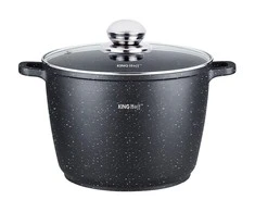 King Hoff Puodas Puodas su marmurine danga, 24 cm skersmens, 6,2 l talpos, juodas, „Kinghoff“