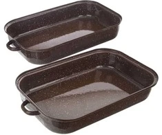 Orion Kepimo indas emaliuota su dangčiu stačiakampio formos BROWN 14 l, 46x27,5 cm