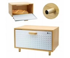 Bambukinė duonos dėžutė duonos indelis BRUNBESTE BB-4251 Baltas
