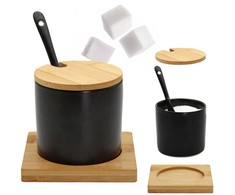 KERAMINIS CUKRAUS DUBENIS SU BAMBUKO STOVE 350ml BRUNBESTE BB-4501