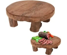 Home Styling Collection Serviravimo lenta medinė 20 cm - natūrali, ant kojų