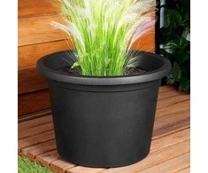 Vilde Vazonas gėlėms 39 cm juodas plastikinis