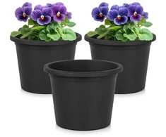 Vilde Juodi plastikiniai gėlių vazonai 3 vnt. 14,5 cm