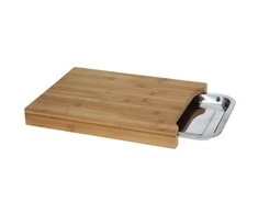 Excellent Houseware Bambukinė pjaustymo lenta su ištraukiamu padėklu 35x25 cm