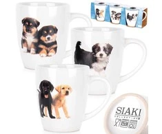 Eh Excellent Houseware Keramikinės puodeliai 220 ml, 3 vnt. su šuniuko motyvu