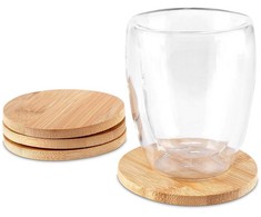 Eh Excellent Houseware Mediniai padėkliukai puodeliams 9,7 cm 4 vnt.